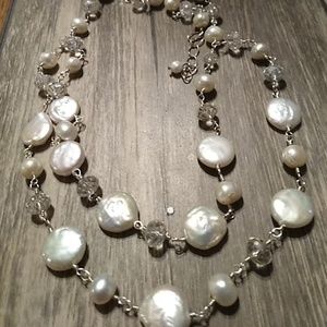 Austrian Crystal and  Pearl Sterling necklace